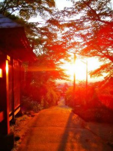 飯盛山参道の夕景